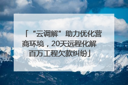 “云调解”助力优化营商环境，20天远程化解百万工程欠款纠纷