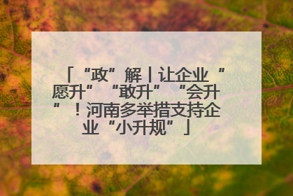 “政”解丨让企业“愿升”“敢升”“会升”！河南多举措支持企业“小升规”