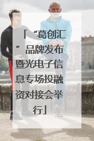 “葛创汇”品牌发布暨光电子信息专场投融资对接会举行
