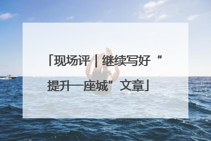 现场评｜继续写好“提升一座城”文章