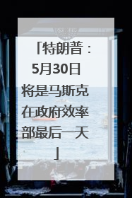 特朗普：5月30日将是马斯克在政府效率部最后一天