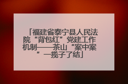 福建省泰宁县人民法院“背包红”党建工作机制——茶山“案中案”一揽子了结