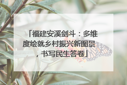福建安溪剑斗：多维度绘就乡村振兴新图景，书写民生答卷