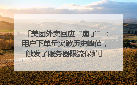 美团外卖回应“崩了”：用户下单量突破历史峰值，触发了服务器限流保护