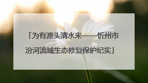 为有源头清水来——忻州市汾河流域生态修复保护纪实