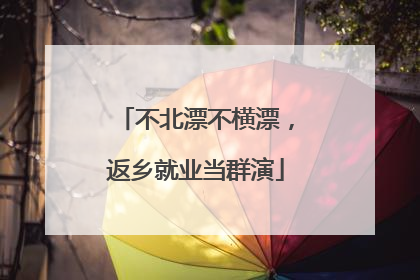 不北漂不横漂，返乡就业当群演