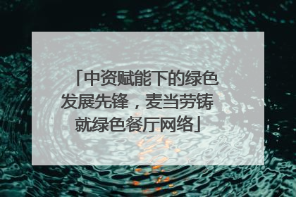 中资赋能下的绿色发展先锋，麦当劳铸就绿色餐厅网络