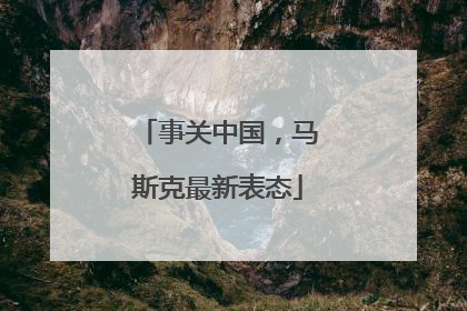 事关中国，马斯克最新表态