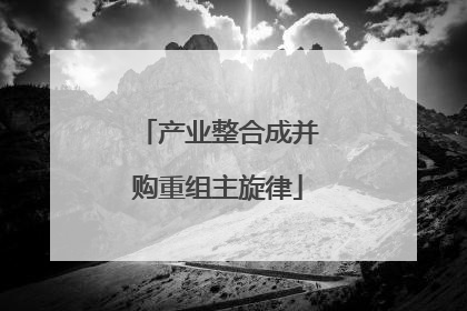 产业整合成并购重组主旋律
