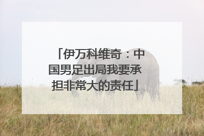 伊万科维奇：中国男足出局我要承担非常大的责任