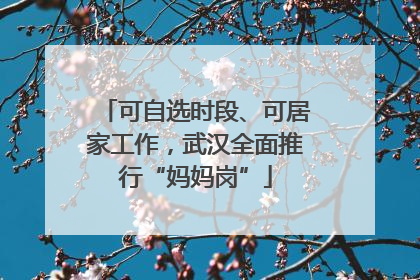 可自选时段、可居家工作，武汉全面推行“妈妈岗”