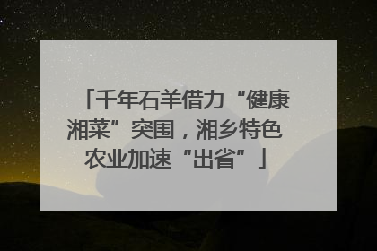 千年石羊借力“健康湘菜”突围，湘乡特色农业加速“出省”