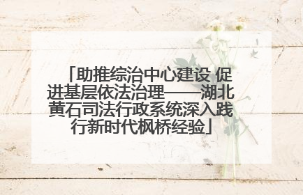 助推综治中心建设 促进基层依法治理——湖北黄石司法行政系统深入践行新时代枫桥经验