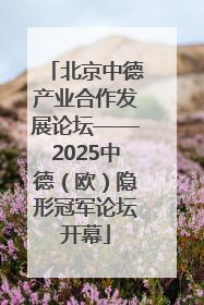 北京中德产业合作发展论坛——2025中德（欧）隐形冠军论坛开幕