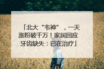 北大“韦神”，一天涨粉破千万！家属回应牙齿缺失：已在治疗