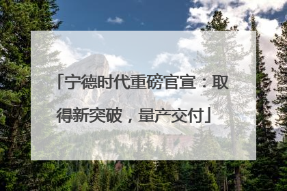 宁德时代重磅官宣：取得新突破，量产交付