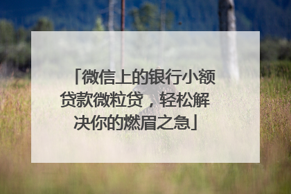 微信上的银行小额贷款微粒贷，轻松解决你的燃眉之急
