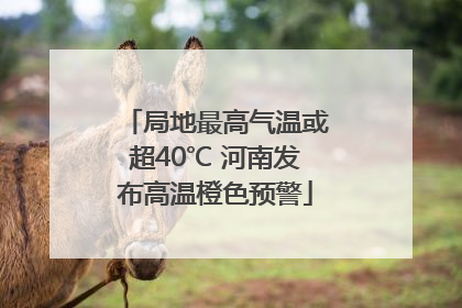 局地最高气温或超40℃ 河南发布高温橙色预警