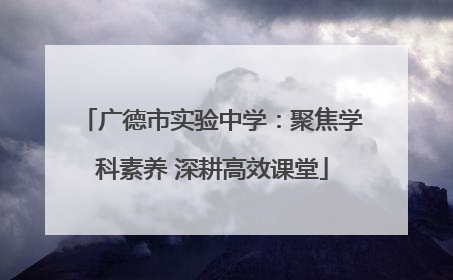 广德市实验中学：聚焦学科素养 深耕高效课堂