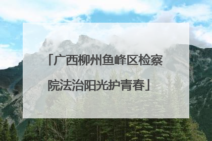 广西柳州鱼峰区检察院法治阳光护青春