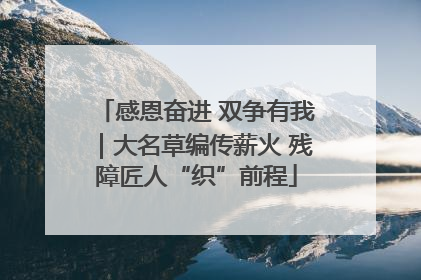 感恩奋进 双争有我｜大名草编传薪火 残障匠人“织”前程
