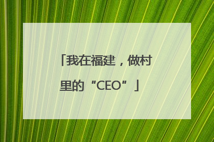 我在福建，做村里的“CEO”