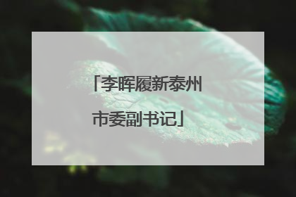 李晖履新泰州市委副书记