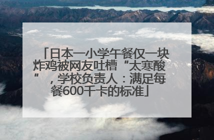日本一小学午餐仅一块炸鸡被网友吐槽“太寒酸”，学校负责人：满足每餐600千卡的标准