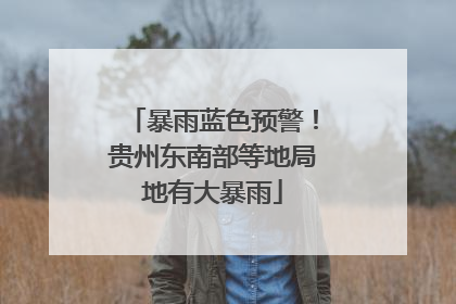 暴雨蓝色预警！贵州东南部等地局地有大暴雨