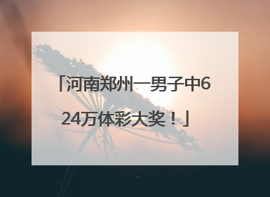 河南郑州一男子中624万体彩大奖！