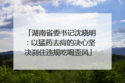 湖南省委书记沈晓明：以猛药去疴的决心坚决刹住违规吃喝歪风