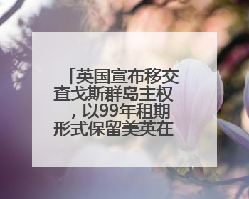 英国宣布移交查戈斯群岛主权，以99年租期形式保留美英在该地区的军事基地运营权