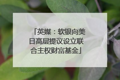 英媒：软银向美日高层提议设立联合主权财富基金