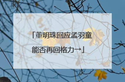 董明珠回应孟羽童能否再回格力→