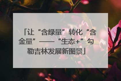 让“含绿量”转化“含金量”——“生态+”勾勒吉林发展新图景