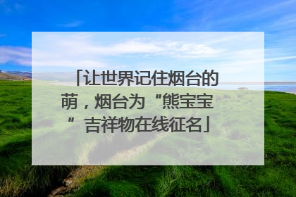 让世界记住烟台的萌，烟台为“熊宝宝”吉祥物在线征名