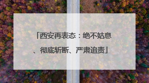 西安再表态：绝不姑息、彻底斩断、严肃追责