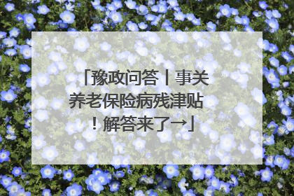 豫政问答丨事关养老保险病残津贴！解答来了→