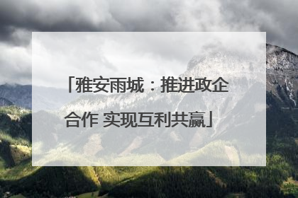 雅安雨城：推进政企合作 实现互利共赢