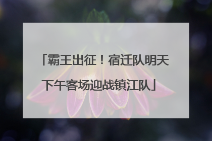 霸王出征！宿迁队明天下午客场迎战镇江队