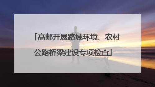 高邮开展路域环境、农村公路桥梁建设专项检查