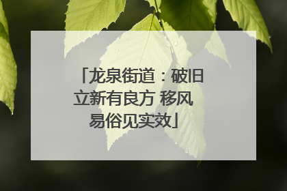 龙泉街道：破旧立新有良方 移风易俗见实效