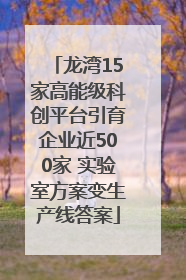 龙湾15家高能级科创平台引育企业近500家 实验室方案变生产线答案