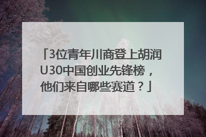 3位青年川商登上胡润U30中国创业先锋榜，他们来自哪些赛道？