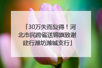 30万失而复得！河北市民跨省送锦旗致谢建行潍坊潍城支行